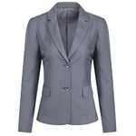 YFFUSHI Women Office Suit Blazer Long Sleeves Work Classic Formal Casual Jacket Coat Lightgrey