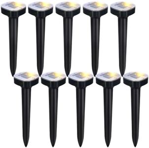 10 Pack Mole Repellent Solar Powered, Snake & Skunk & Vole & Gopher & Armadillo & Rabbit & Groundhog & Chipmunk & Raccoon Repellent for Yard, IP65 Waterproof Ultrasonic Deterrent for Lawns Garden