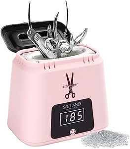 SAVILAND Nail Tool Sterilizer Electric: High-Temperature 365℉ Sterilizer for Nail Tools Portable Pink Nail Sterilizer with Glass Beads to Sterilize Any Metal Tools Salon & Esthetician Supplies