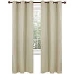 Deconovo Blackout Room Darkening Thermal Insulated Curtains, Energy Efficient & Noise Reducing Grommet Window Drapes for Bedroom, Living Room, Nuresrey, Kids Room, 42x63 Inch, 2 Panels, Beige