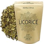 Organic Licorice Roots Herbal Loose Tea by Marcoina - Cut Roots, 56g in Resealable Bag, Caffeine-Free Tea from Egypt - Known as Liquorice, Licquorice, Glycyrrhiza Glabra, Gan Cao, Yashtimadhu, Mulethi - 2oz.