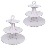 KINMRIS 2 Pack Cupcake Stand 3-Tier Lace Edge Dessert Stand, White Cardboard Cupcake Stand, Birthday Party SUPPLIES TIER 3 Tier