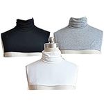 Meboom 3PCS Womens Neck Dickey Modal Neck Inserts False Fake Turtleneck Half Top Collar Shoulder Cover,White Black Grey