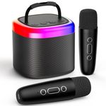 JYX Dual Speaker Stereo Karaoke Mic with Speaker Bluetooth, Portable Party Speakers with 2 Wireless Microphones for kids, Extra Long Battery Life of 8 Hours, 2 Sound Modes, 5 Voice Effects, Best Gifts