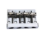 Guyker 4 String High Mass Bass Bridge with Vintage CNC Machined Brass Saddles Tailpiece Replacement for Jazz Electric Bass (GB403, Chrome)