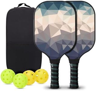 Pickleball Paddles, Pickleball Set, Anti-Slip Sweat-Absorbing Grip, 4 Balls and Bag for Beginners & Pros for Men Women (Brown-2PC Fiberglass)