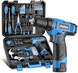 PULITUO Tool Set, 148-Piece Home Drill Set with 12V Blue Cordless Drill, Hand Tool Kits, and Tool Box, Suitable for Men, Women, and DIY Enthusiasts for Home Improvement.