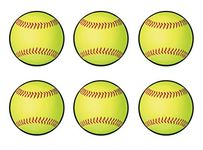 Beistle 54765 6Piece Softball Cutouts, 10", , Multicolored