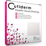 Pack of 20 Cutiderm Sterile Paraffin Gauze Dressing 7.5cm x 7.5cm - Suitable for Superficial and Partial Thickness Burns, Skin Loss Wounds, abrasions and Traumatic Injuries