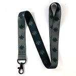 EASTEX Marijuana Leaf Lanyard Keychain - Cannabis ID Lanyard for Keys Badge Fob, 1 Grey/Black Lanyard, Medium