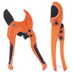 Tanstic 2Pcs Ratchet PVC Pipe Cutter Tool and PEX Straight Cut Pipe Cutter, Ratchet-type Pipe Cutter One-hand Fast Pipe Cutting Tool PEX Tube Cutter PEX Pipe Cutter for Pipe Cutting (1-5/8" & 1-3/8")