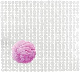 mDesign Tappetino doccia con fondo antiscivolo – Accessori da bagno per doccia – Fissaggio a ventosa – Tappeto antiscivolo in plastica – Base forata – trasparente