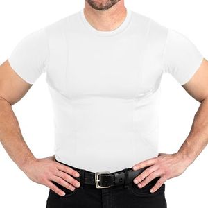 CCW Tactical Concealed Carry Holster Shirt | Quick Access Open Pocket with Large Storage | Mens Crew, White, XX-Large