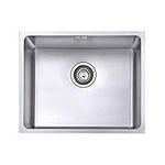 JASSFERRY Undermount Stainless Steel Kitchen Sink 1 Single Deep Square Bowl with Strainer Waste kit, 540 x 440 mm