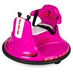 COSTWAY 12V Kids Bumper Car, 360-Degree Rotation Spin Children's Waltzer Cars with Joystick, Remote Control, Colorful Flashing Lights and Music, Battery Powered Ride on Toy for Boys Girls (Pink)