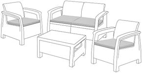 Gardenista Outdoor Seat Cushion Pads for Rattan Furniture | Garden Furniture Cushions for Keter Corfu Chairs | Water Resistant Patio Furniture Chair Padding | Soft & Durable | 4 Piece (Grey)