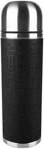 Emsa Senator Isolierflasche 515714 | Kapazität: 1,0 L | 100 Prozent dicht | Silikonmanschette | Safe Loc Verschluss | 12h heiß oder 24h kalt | Schwarz