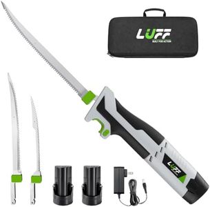 LUFF Electric Fillet Knife 12V Cordless Fishing Knife with 8" & 10" Reciprocating Blades, 2 Replaceable Batteries, Safety Lock, Quick Charger and Carry Case for Fishing, Filleting
