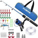 Kids Fishing Pole,Light and Portable Telescopic Fishing Rod and Reel Combos for Youth Fishing (Black Set with Carry Bag, 115CM 45.27IN)