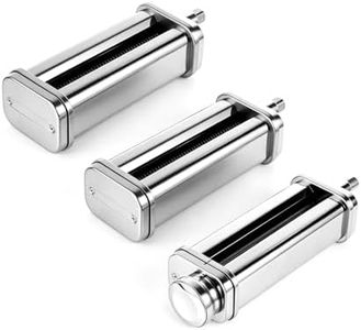Chudodo Pasta Maker Attachment for KitchenAid Stand Mixer (3-Piece Set), Premium Stainless Steel Pasta Roller & Cutter Set, Fits All Models, Includes Dough Sheet Roller, Spaghetti & Fettuccine Cutters