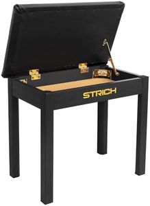 STRICH Piano Bench with Storage, Solid Wood Keyboard Bench Piano Bookcase Stool Chair Seat with Padded Cushion, Black