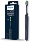 Philips One Electric Toothbrush by Sonicare HY1100/54 - Micro Vibrations, Soft bristles That Gently Polish and whiten teeths, 3 Month Battery Life, 2 Minute Timer and Quadpace Black