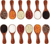 Simmy Wooden Masala Spoon for Small Containers, Handmade Wooden Spoon for Coffee, Sugar, Condiments & Spices, (Set of 12) Size (4 Inch)