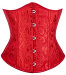 Alivila.Y Fashion Flower Tapestry Underbust Corset 2686 with G-String-Red-XXL/Bust:38-40inch Waist:32-34inch