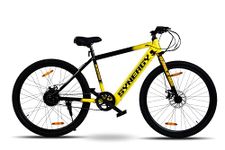 SYNERGY B2 Electric Cycle, Dual Disc Brakes, 250w BLDC Motor, 5.8Ah Li-lon Battery, LCD Speedometer, 95% Pre-Assembled with Charger, Yellow Color (LCD Display- 5.8ah)