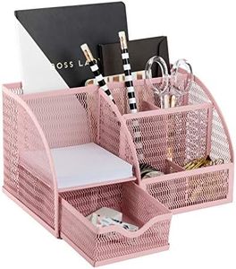 BLU MONACO Light Pink Desk Organizer - Cute and Girly Pink Desk Accessories - Office Storage for Girls and Women - Paper Storage and Office Supply Storage - Home Office
