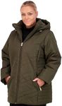 Jones NY Women's Puffer Jacket Zippered Removable Bungee Hood Womens Winter Coat, Olive - S