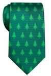 Retreez Christmas Tree Pattern Woven Microfiber Men's Tie - Green