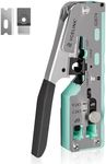 VCELINK Upgraded Stainless Pass Through RJ45 Crimp Tool with A manually Adjustable knob, All-in-One Network Crimper for CAT7/6A/6/5E/5 RJ45 Connector & RJ11/12 Plug, Support Stripping & Cutting