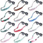 Flutesan 12 Pieces Floating Sunglasses Straps Hawaiian Float Neoprene Eyewear Retainer Summer Glasses Strap Sport Glasses Holder Strap for Men Women Boys Girls, Multicolored, 18.9 x 0.98 inches