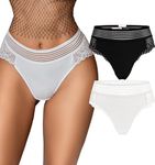 Avidlove Sexy Underwear for Women Lace Panties Cheeky Hipster Underwear Stretch Briefs 2 Packs Black/White