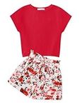 Arshiner Girl's Clothing Set Kids Summer T-shirt with Shorts Set Casual Fashion Short Sleeve Top Outfits Set for Girls 11-12 Years