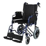 LIVINGbasics Light Weight Transport Wheelchair With Hand Brakes, 17.7-Inch Wide Seat Foldable Support Weight Upto 220 Lbs