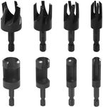 8PCS Wood Plug Tenon Drill Bit Cutter Claw & Tapered Cork Drill Hole Saw Tool Carbon Steel Hex Shank Cork Drill Set Plug Cutters for Woodworking 1/4", 5/8", 3/8", 1/2", 1/4 Inch Hex Shank