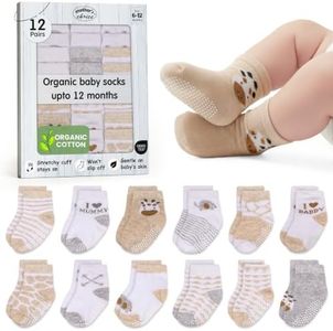 Mother's Choice Organic Cotton Baby Socks 6-12 Months - 12 pairs Soft and Cozy Baby Sock, Gentle Newborn Socks, Ideal Baby Gift, Infant Footwear for Everyday Comfort and Little Ones’ Feet