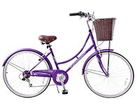 Ammaco Classique 26" Wheel Heritage Traditional Classic Ladies Lifestyle Bike & Basket 19" Frame Dutch Style Purple