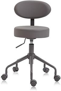 DR.LOMILOMI Pneumatic Swivel Rolling Stool Chair with Backrest 503 Kai (Gray)