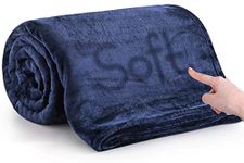 MOONLIGHT20015 Fleece Blanket Throws for Sofas - 400 GSM Navy Blankets Sofa Bed Throw Breathable, Cuddly, Fluffy & Warm (Navy, Double (150 x 200 CM))