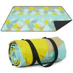 Aptliton Picnic Blanket, 200 x 200 cm, Large Waterproof Picnic Mat with 4 Stakes Carry Strap for Camping, Park, Garden, Beach, Outdoor, Machine Washable, Foldable and Portable (Green)