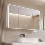 Aluminum bathroom mirror with stora