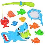 Baby Bath Toys Swimming Pool Toys for Kids Toddlers 1 2 3+ Year Old Boys Girls Water Toy Bathtub Fishing Game Shark Grabber Bath Time Set No Mold for Ages 3 4 5 6 7 8 Birthday Gifts