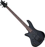 Schecter Stiletto Stealth-4 4-String Left-Handed Electric Bass Guitar, 24 Frets, Thin 'C' Shape Neck, Rosewood Fretboard, Satin Black