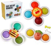 3PCS Suction Cup Spinner Toys for Baby Boys Girls Sensory Bath Toys for Toddlers 3 Spinning Bath Toys for Infants Educational Toys for Kids 3 Baby Shower Birthday Christmas Gift