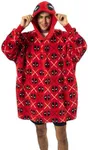 Bioworld Deadpool Logo Diamond Pattern Red Hooded Wearable Oversize Blanket-OSFA