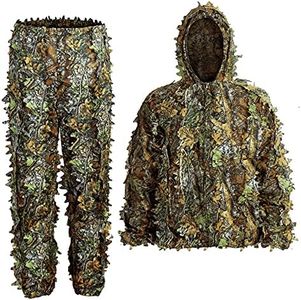 LYLPYHDP Ghillie Suit, Kids Adult 3D Leafy Camouflage Clothing, Camo suit for Turkey Hunting, Hunting Suit for Outdoor Game and Halloween