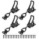 E-TING 4Pack Toggle Clamp Latch 397Lbs Holding Capacity 4002 Pull Latch Clamps Black Adjustable Quick Release Hasp Clamps for Smoker Cabinet Boxes Case Trunk Jig, Metal Toggle Latch Catch Set